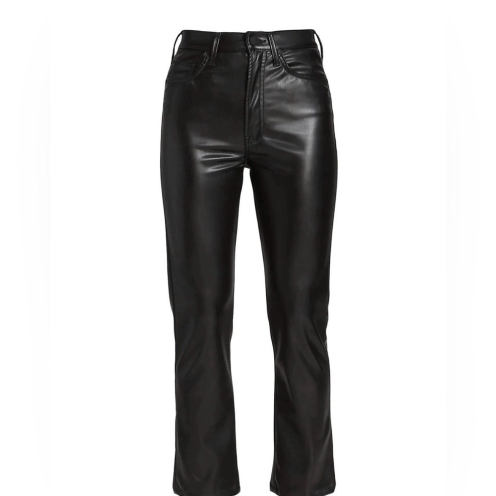 MOTHER Black Straight-Leg Faux Leather Jeans